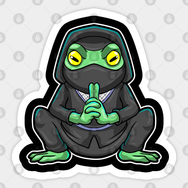 Frog as Ninja in black Sticker by Markus Schnabel